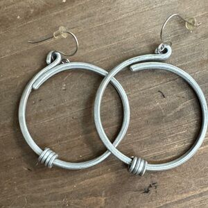 Women's Silver Hoop Earrings with Wrapped Accent
